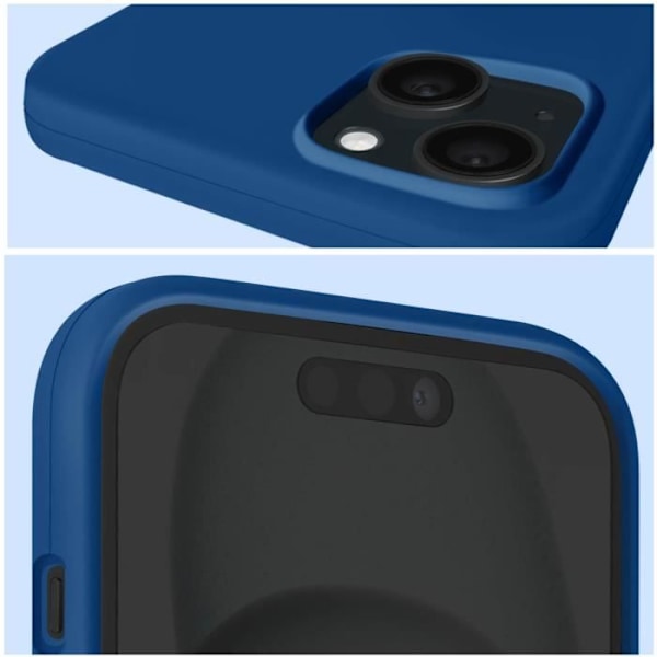 Kotelo iPhone 15 -puhelimelle - MOXIE - BeFluo - Puolijäykkä - Mikrokuituinen sisäpuoli - Korotetut reunat - Yönsininen Blå