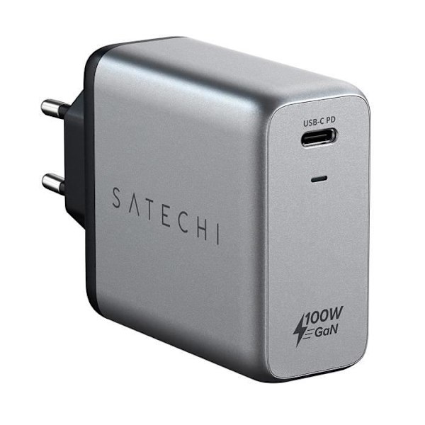 Satechi Grå Sideral 100W USB-C Power Delivery Kompakt GaN Strømadapter Grå