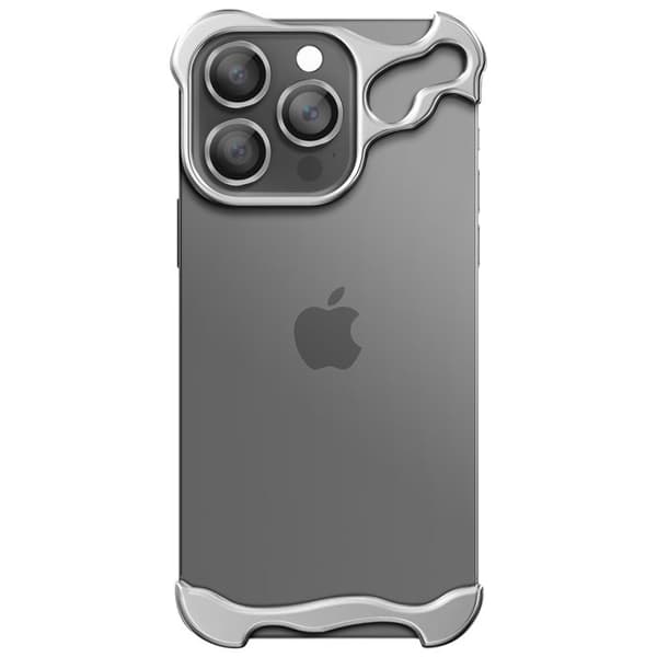Skydd Design för iPhone 13 Pro Metal Bumper Skal Förstärkt Silver Grå