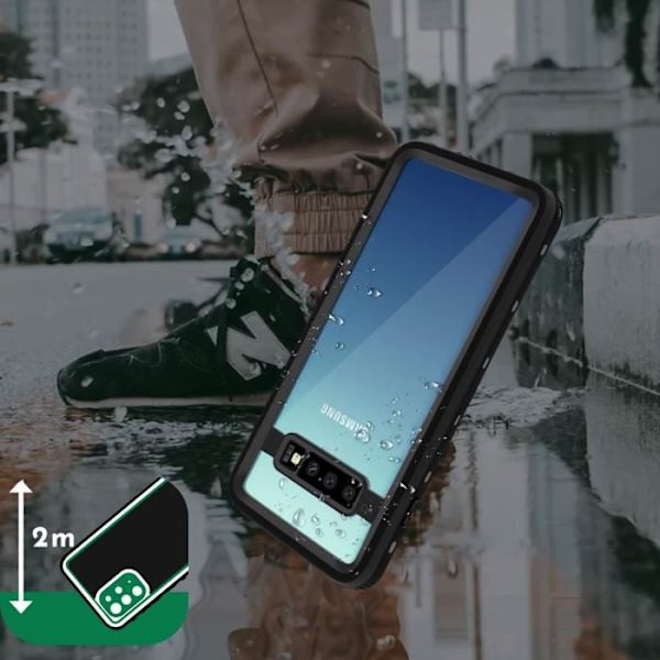 Coque - REDPEPPER - Samsung Galaxy S10 Plus - Vedenpitävä 2m - Kaksimateriaalinen - Iskunkestävä Svart