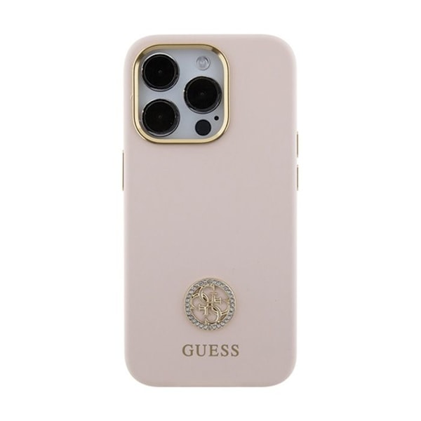 Guess Silicone Logo Strass 4G - iPhone 15 Pro kotelo (vaaleanpunainen)