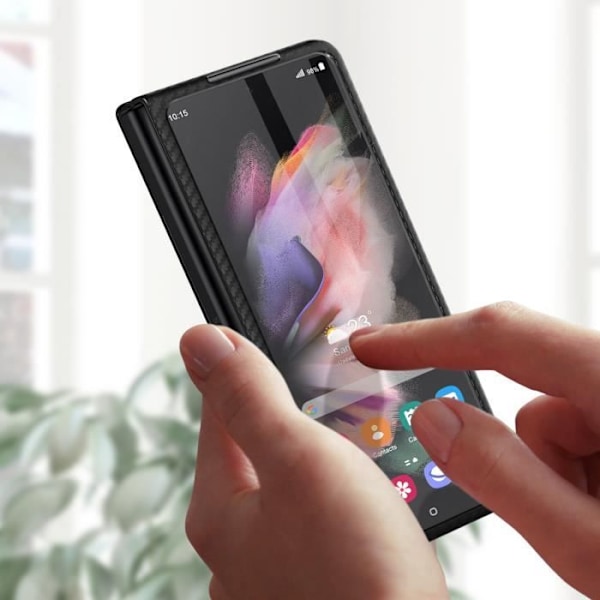 360° fodral för Samsung Z Fold 3 styvt främre stödstöd i glas, svart Svart