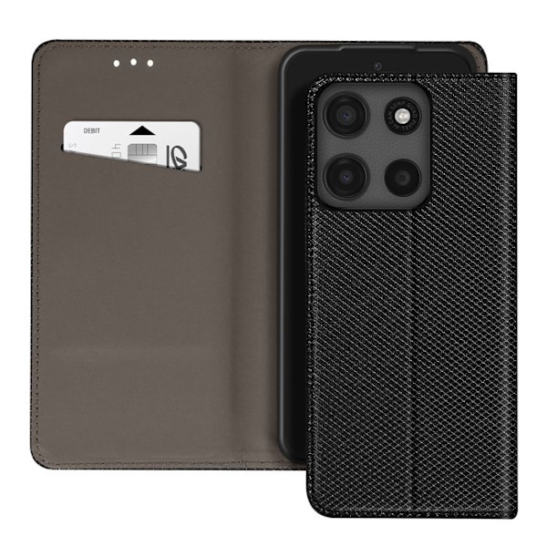 Motorola Moto G15 ja Moto G15 Power -korttipuolen musta suojakotelo Svart