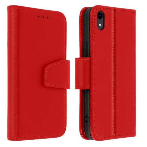 Apple iPhone XR Nahkakotelo Korttipidike Premium Tuki Punainen