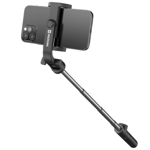 2i1 Bluetooth Selfie Stick Udtrækkeligt stativ Roterende Hoved Swissten Sort
