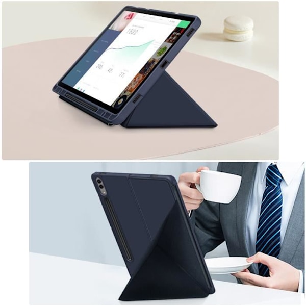 Samsung Tab S9 Case AVIZAR - Origami Flip Case Midnight Blue Stand Blå