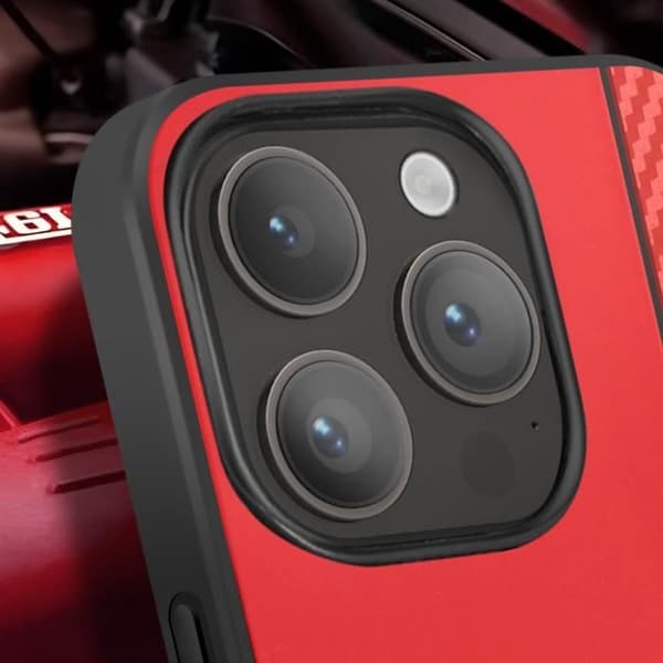 Coque - Ferrari - iPhone 14 Pro Max - Bi-material - Kolföring - QI-kompatibel Röd