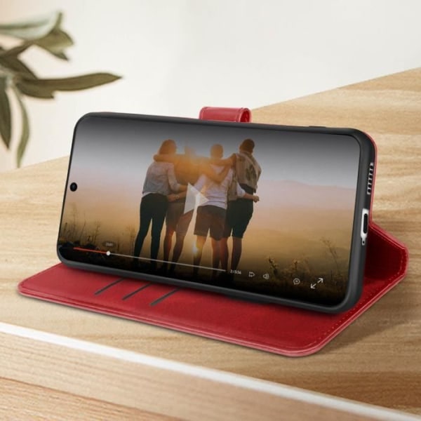 Fodral - AVIZAR - HTC U23 Pro - Röd - Imiterat läder - Stativfunktion Röd