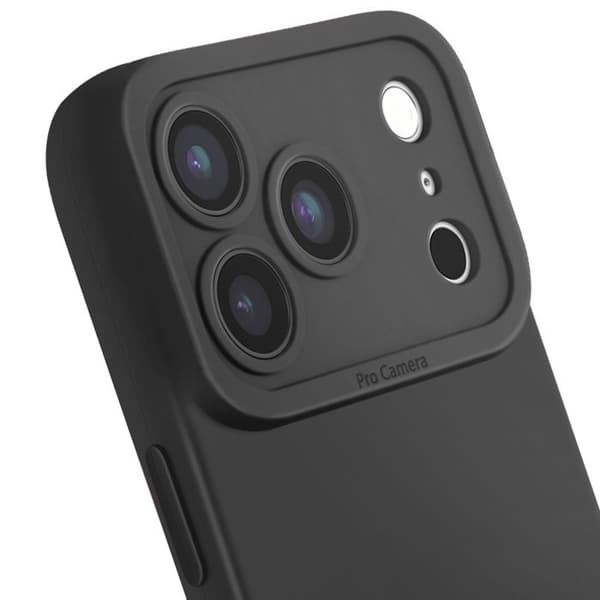 Cover - ADVARSEL - iPhone 17 Pro Max - Blødt Silikone - Forstærkning Kamera Blok - Sort Svart