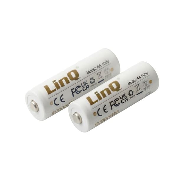 2-pack AA Lithium-Ion 1.5V 6000mWh uppladdningsbara USB-C LinQ Vit Vit