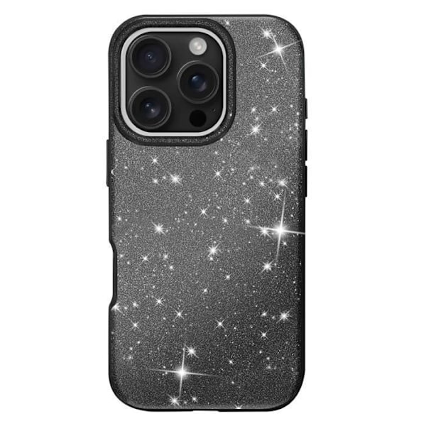 Glitrende Sort Stødsikkert Cover til iPhone 16 Pro Svart