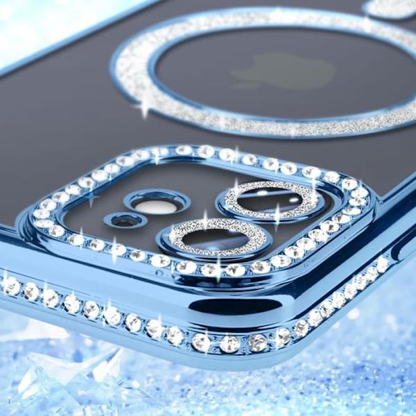Timanttikotelo iPhone 12:lle - AVIZAR - Strassikivi Contour - Sininen - MagSafe Protection Blå