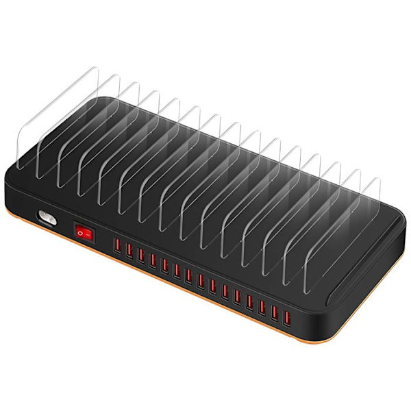 Latausasema 180W 15 USB-porttia 3.5A Tuki ja Tuuletin Musta