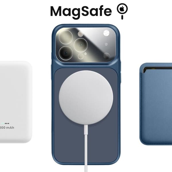 iPhone 13 Pro Cover Kompatibel med MagSafe Mat AG Glas Finish Mørkeblå Blå