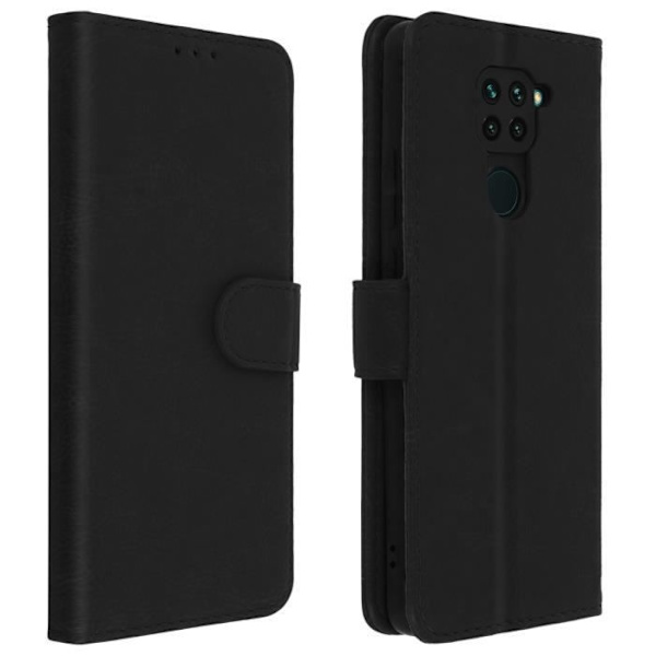 Kotelo - AVIZAR - Xiaomi Redmi Note 9 - Täyskotelo - Korttipidike - Videotuki - Musta Svart