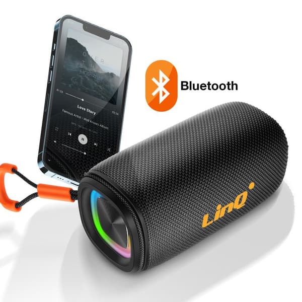 Bluetooth højttaler - LINQ - Bærbar - Vandtæt IPX6 - 8W - Autonomi 6timer Svart