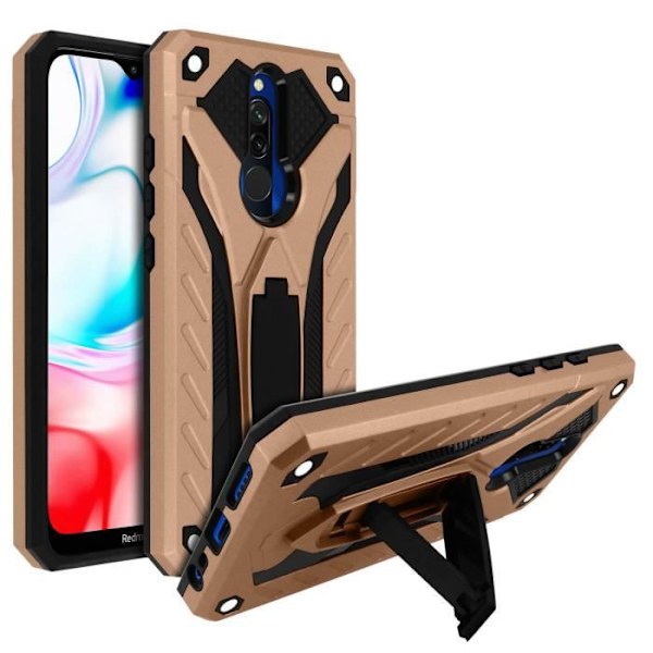 Coque - AVIZAR - Xiaomi Redmi 8 / 8A - Stötbeständig - Inbyggd ställning - Två material Rosa
