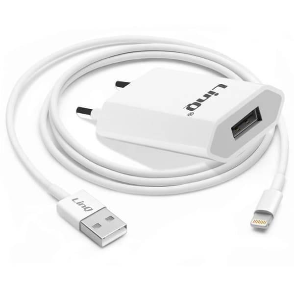 USB Vægoplader - LINQ - Lightning Kabel - 5W - 1,2m - Kompatibel med iPhone Vit