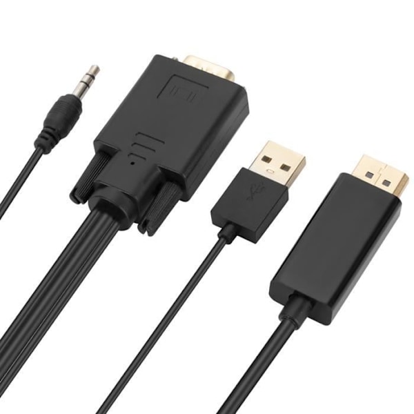 HDMI-VGA-uroskaapeli ja 3,5 mm:n liitin Full HD -laatuinen pituus 1,8 m musta