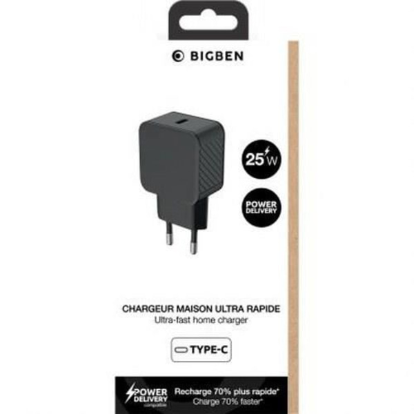 USB C-laddare - BigBen - 25W - Power Delivery - Snabbladdning - Återvunnen plast Svart