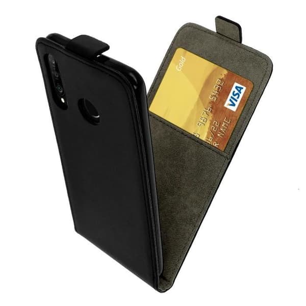Huawei P30 Lite -kotelo, pystysuora läppä, korttipaikka, musta