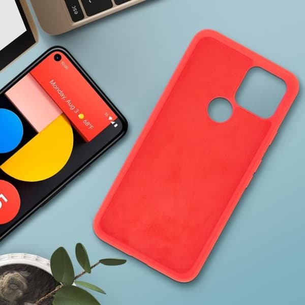Beskytteksel - AVIZAR - Google Pixel 5 - Semi-hård Silikone - Soft Touch Finish - Rød Röd
