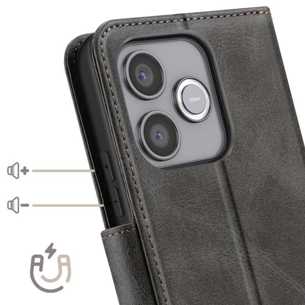 Honor 600 Lite Retro-tyylinen Lompakkoasu, jossa Tuki, Harmaa Grå