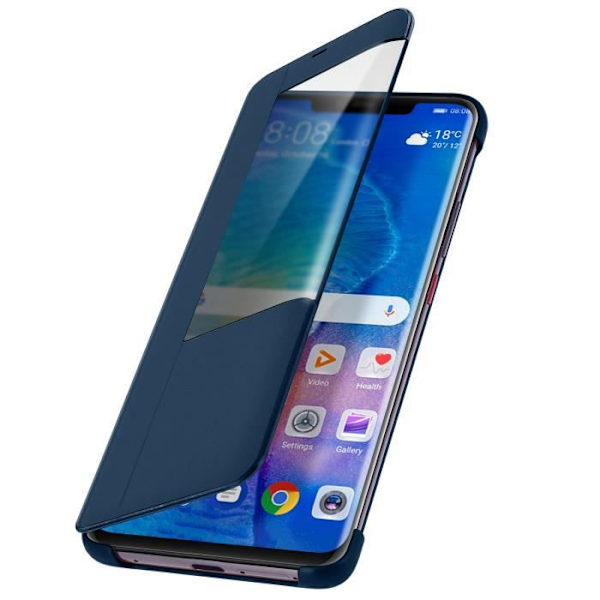 Housse - Huawei - Mate 20 Pro - Hårdt Cover - Stort Vindue - Mørkeblå Midnattsblå
