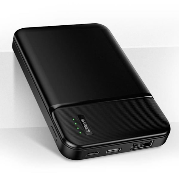 5000 mAh:n vara-akku 2,4 A USB-lähtö Kompakti ja kevyt Maxlife Black