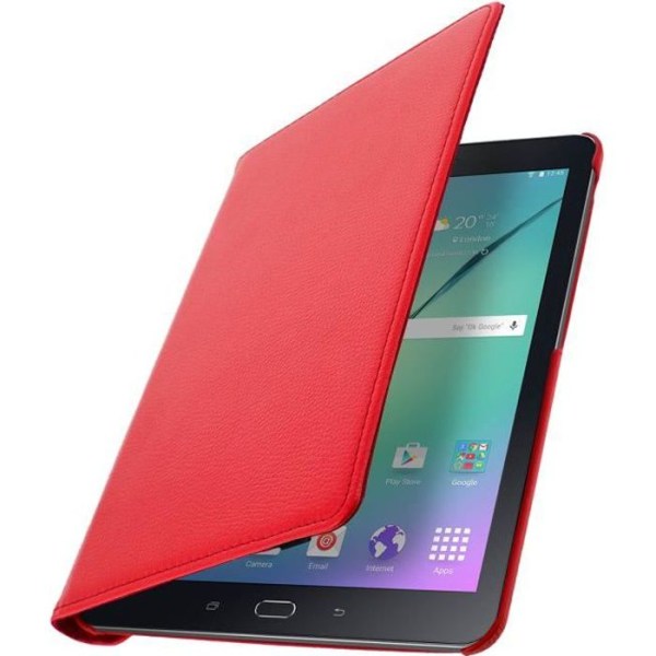 Hus - AVIZAR - Samsung Galaxy Tab S2 9.7 - Justerbart fodral - 360° roterbart stativ - Röd Röd