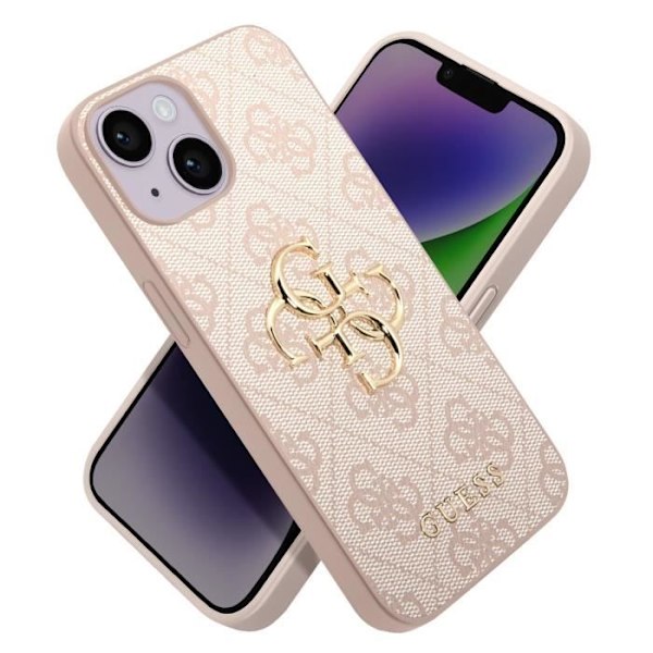 Skal till iPhone 14 Plus med Precision-cut och Upphöjda Kanter Guess Rose Rosa