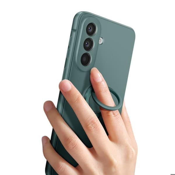 Soft-Touch Cover til Galaxy A57 med Magnetisk Støtte Ring Grøn Grön