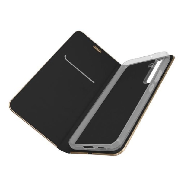 Samsung Galaxy S22 Fodral Korthållare Videostöd Forcell Luna Book Guld Svart