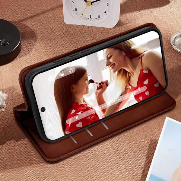 Fodral till Google Pixel 8 Pro - AVIZAR - Geo Collection - Videosupportplånbok - Brun kastanj