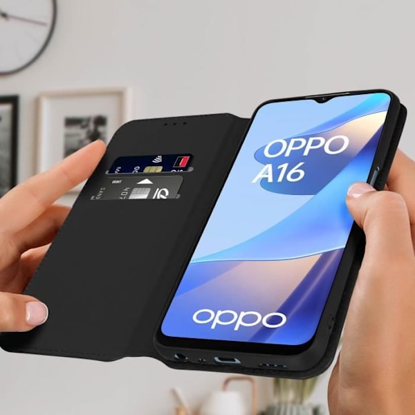 Fodral - AVIZAR - Oppo A16 och A16s - Ekoskinn - Stödfunktion - Mörkblå Nattblått