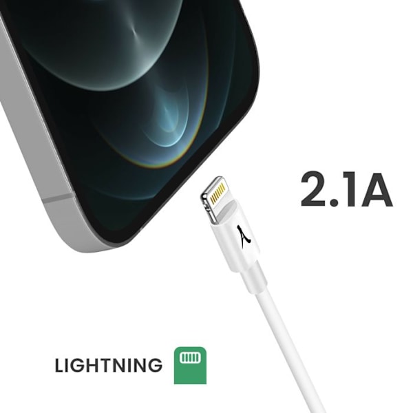 USB-kaapeli iPhone Lightning-lataukseen ja synkronointiin 3m Akashi Valkoinen Vit