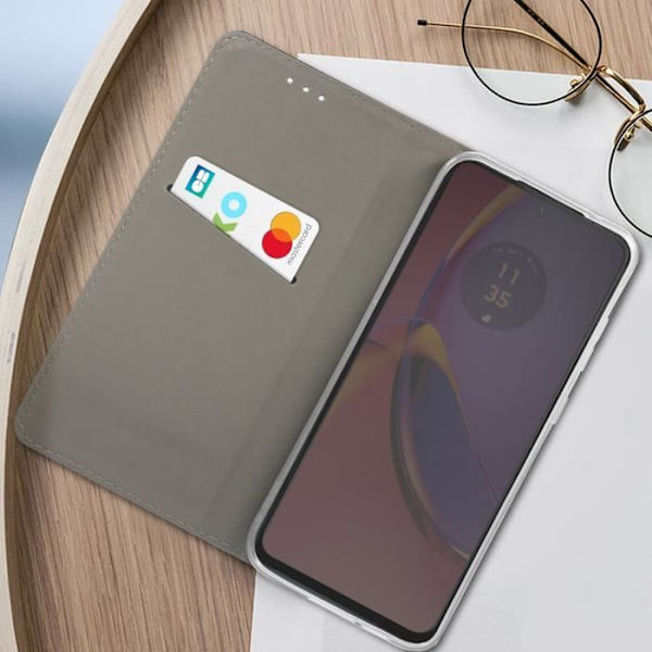 AVIZAR Fodral för Motorola G84 - Stativfunktion - Röd - Halvstyvt skal - Integrerad kortförvaring Röd