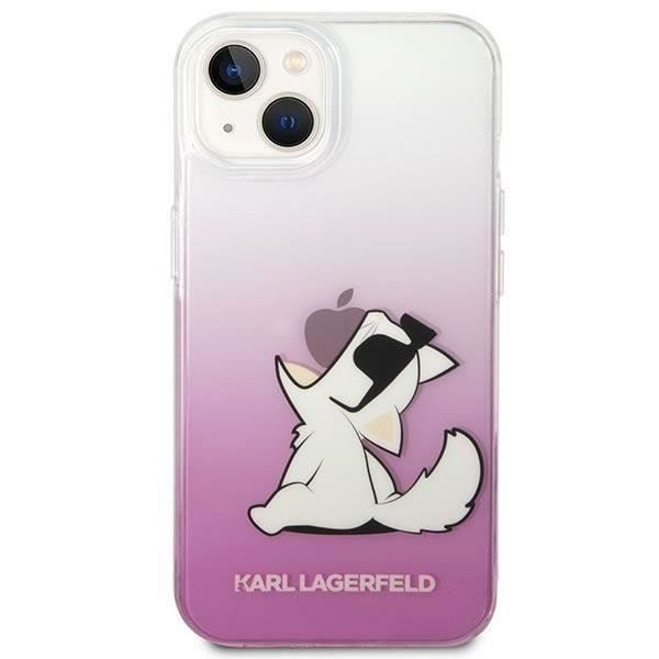 Karl Lagerfeld nahkakotelo rei'itetyllä logolla iPhone 14 Plus:lle (vaaleanpunainen) - 3666339086534