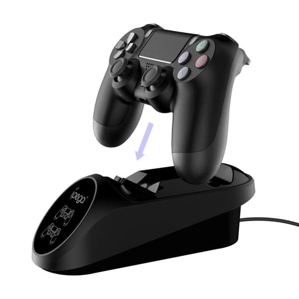 Opladningsstation til dobbelt PS4-controller Model 9180 med LED-indikator Ipega Sort Svart