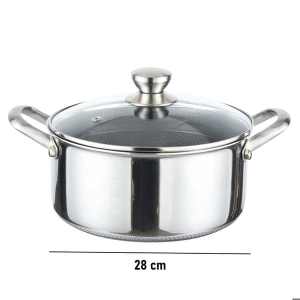 Marmite - CHEFFINGER - 28cm - 8L - Bikubebelægning - Glaslåg Grå