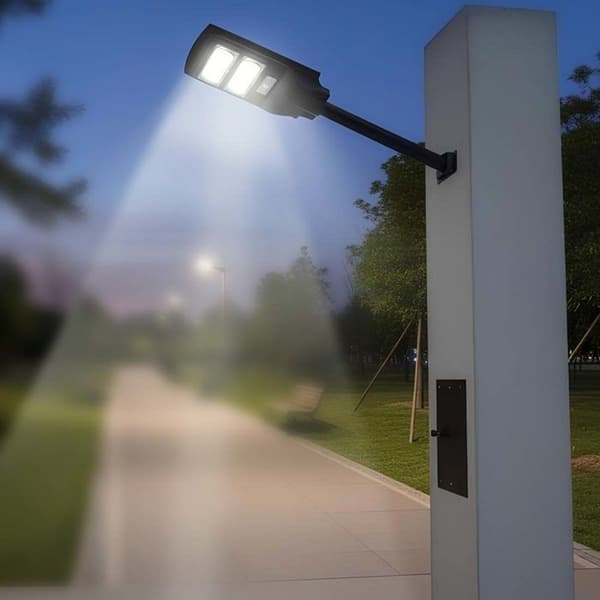 Udendørs lampe - AVIZAR - 100W - Integreret solpanel - Skumringssensor - Bevægelsessensor Svart
