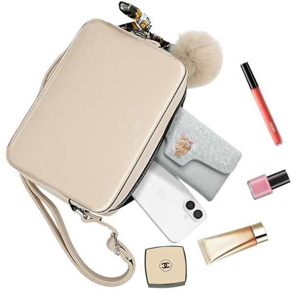 Siddetaske til kvinder dekoreret med en kvast og et tørklæde Gallantry Beige Beige