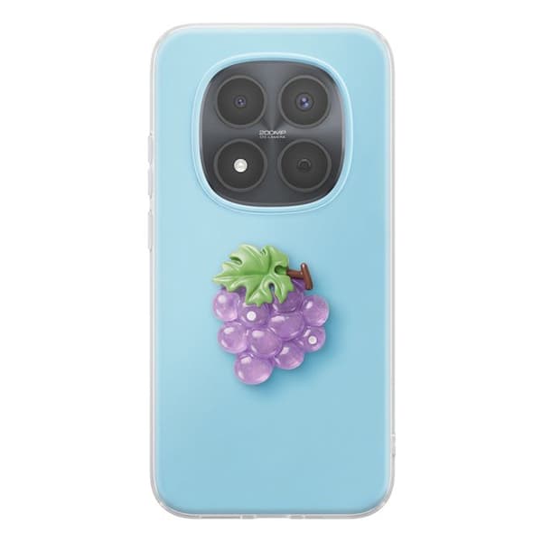 Cover til Redmi Note 15 Pro 5G med 3D-reliefmønster af druer og forhøjet kant i blå Blå