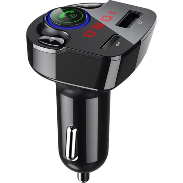 USB A+C biloplader - Bigben - 25W - FM transmitter - Sort - Håndfri Svart