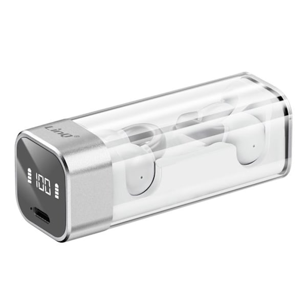Trådløse høretelefoner Clip Air Conduction Mikrofon Opkald Berøringskontrol LinQ Hvid