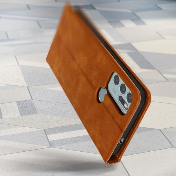 Motorola Moto G60s plånboksfodral Videostöd Magnetisk flik Brun