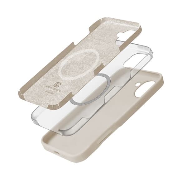 Skyddsskal - Crong - iPhone 16 - Beige sten - Semi-rigid - MagSafe stenbeige