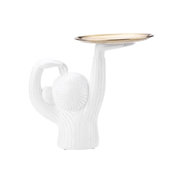 Indretning Crazy Monkey i Resin med Hvid Bakke Vit