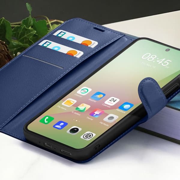 Plånboksfodral - ZANAÉ - Galaxy A56 / A36 - Mörkblå - Videostöd - Magnetflik Blå