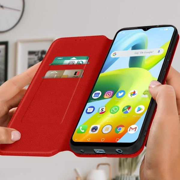 Xiaomi Redmi A1 2022 Fodral - AVIZAR - Plånboksfodral - Röd - Stel - Syntet - Blandat Röd